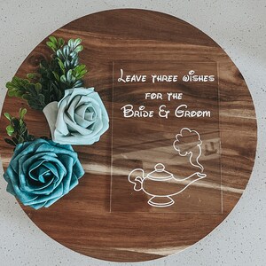 Leave three wishes For the bride and groom | Disney wedding | Disney wishes sign | Disney wedding wishes sign | Aladdin wedding | genie lamp