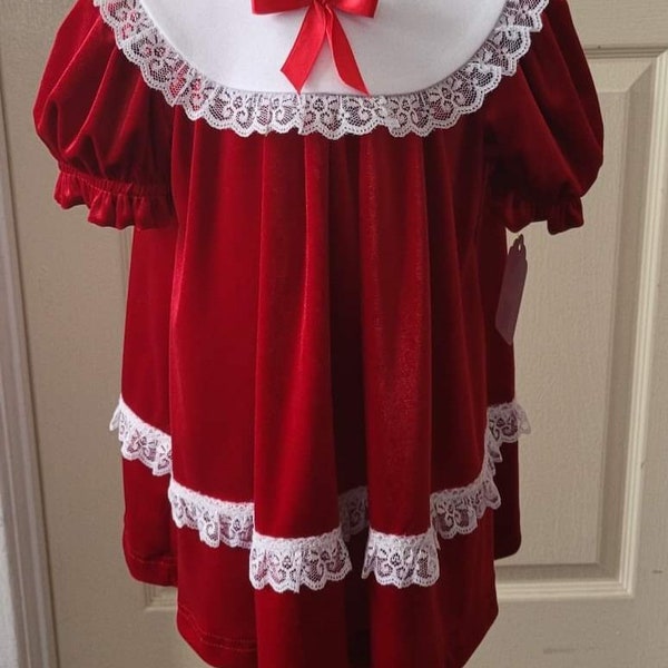 Classic Christmas Dress / Holiday Red Velvet Dress / Red Baby Dress / Christmas Girl Dress