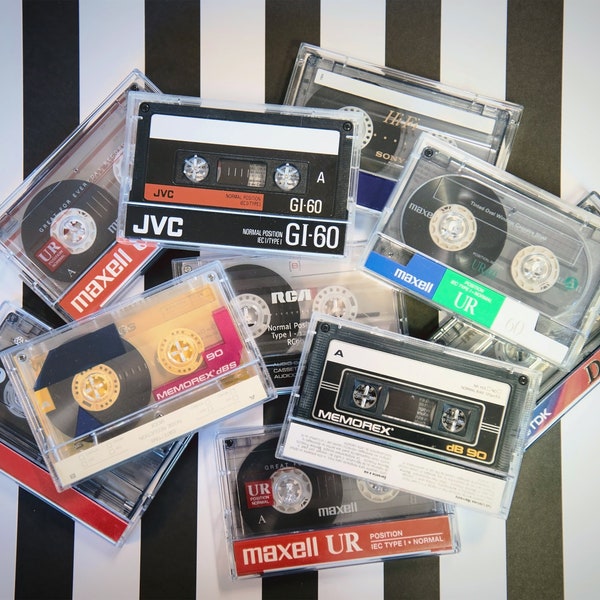 Cassette Mixtape personnalisée : personnalisée avec votre audio, votre musique ou votre liste de lecture (Spotify, Apple Music, etc.) et un enregistrement de qualité Hi-Fi !