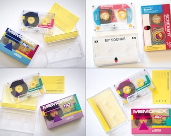 Custom Mixtape Cassette: Retro Neon Geometric, Memphis Designs, Hi-Fi Recording