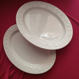Quadrifoglio Franco Giorgio/Set di 2 grandi piatti ovali italiani vintage / ITALIA decorazione frutta, Piatti QUADRIFOGLIO anni &#39;70 Ø 36 cm/ 27 cm