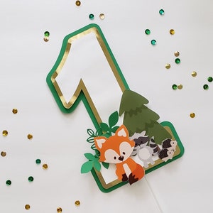 森のケーキトッパー - 森のパーティー - 森のテーマ - 森のケーキトッパー - 森の1歳の誕生日 - ケーキトッパー - 森のデコレーション