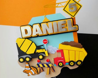 Construction Cake topper, construction birthday party, Truck cake topper, boy birthday, Construction Theme Cake Topper, Truck birthday