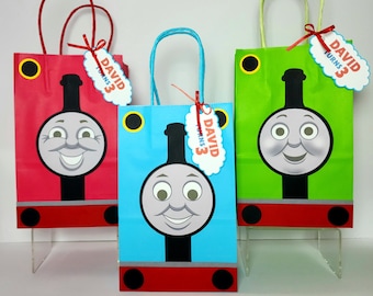 Thomas the train favor bags, Thomas the train birthday decorations, Thomas the train birthday, Thomas the train goodie bag, Train decoration