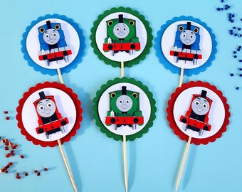 Thomas the train cupcake topper, Thomas the train birthday decorations, Thomas the train birthday, Thomas and friends cupcake topper