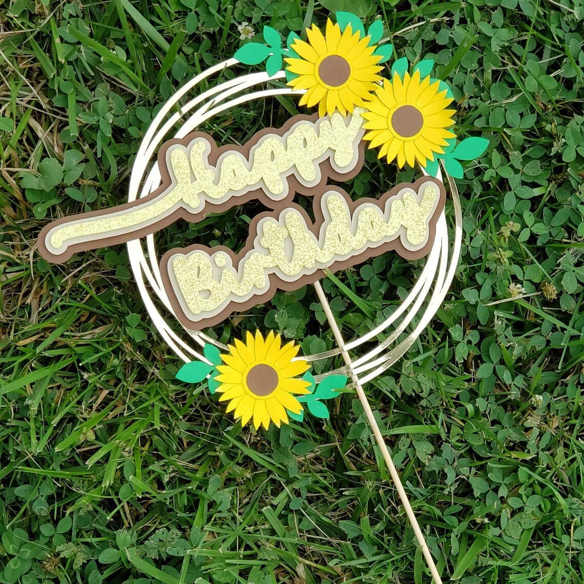 Sunflower Cake Topper Happy Birthday Cake Topper Cake Topper Etsy