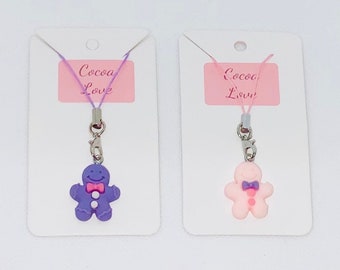 Gingerbread Phone Charm-Christmas Phone Charm-Cute Phone Charm-Pink Phone Charm-Purple Phone Charm-Cute Keyring-Gifts for Her-Cute Xmas Gift