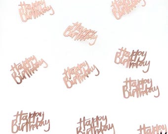 Confettis joyeux anniversaire - Confettis de table en or rose - Confettis pour les anniversaires - Anniversaire en or rose - Décoration d'anniversaire en or rose