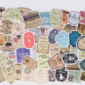 50 Halloween Potion Labels-Vintage Style Potion Label-Spooky Vinyl Sticker-Halloween Retro Sticker-Halloween Party Sticker-Apothecary Label