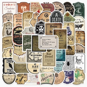 Halloween Vintage Style Potion Labels/ Apothecary Sticker Pack of 10 Stickers For Halloween  Party Halloween Party Decor Trick or Treat Gift
