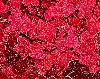 Red Glitter Heart Confetti-Red Wedding Confetti-Red Birthday Decor-Red Sprinkles-Red Table Confetti-Valentines Confetti-Date Night Confetti