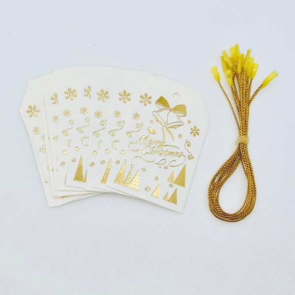 10 White And Gold Gift Tags-Merry Christmas Gift Tags-Off White Gift Tags-Tags For Presents-White And Gold Gift Wrap-Gold Foil Gift Tags