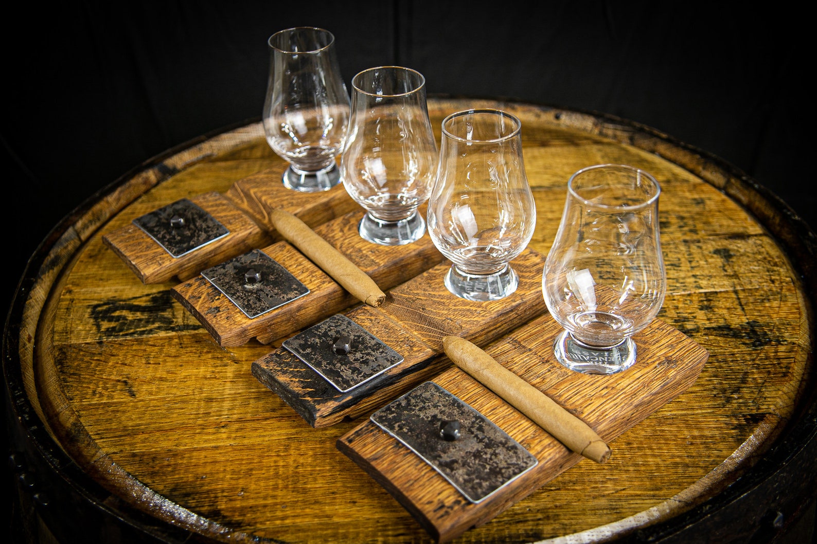 Whiskey Barrel Stave Cigar & Glencairn Glass Holder Etsy