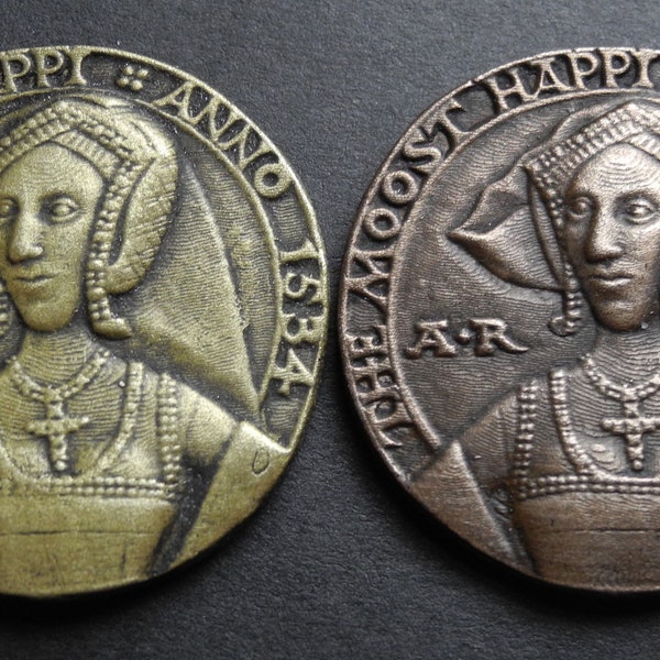 Anne Boleyn's brass Moost Happi medal magnet