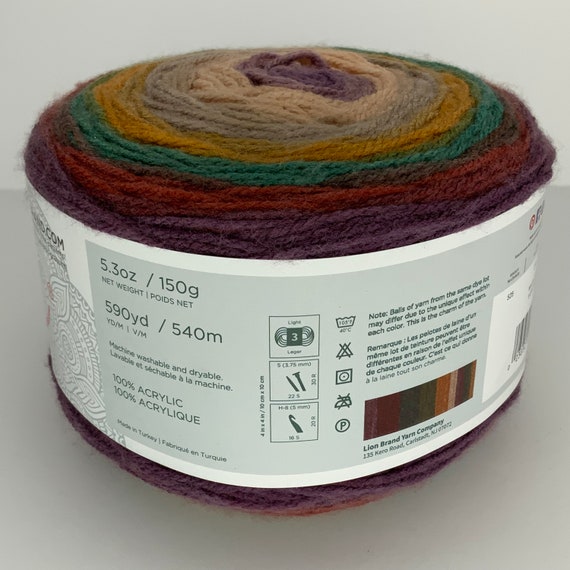 Hand Made Crochet Baby Blanket Quilt Lion Brand Mandala Yarn Multi Color  27”
