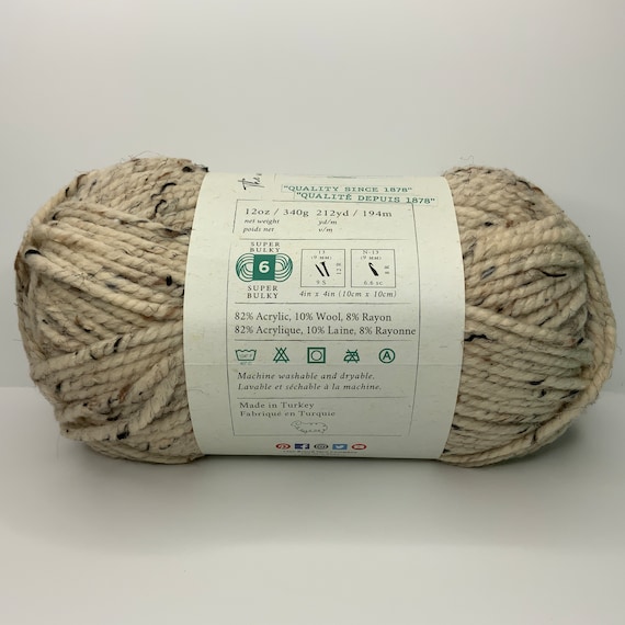 lion brand wool ease thick and quick yarn, lot of 4. oatmeal color