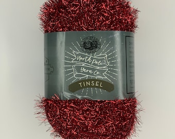 red tinsel yarn