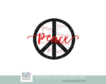 Peace SVG, Téléchargement numérique pour Silhouette et Cricut (comprend les formats de fichiers svg, dxf, eps, pdf, png)