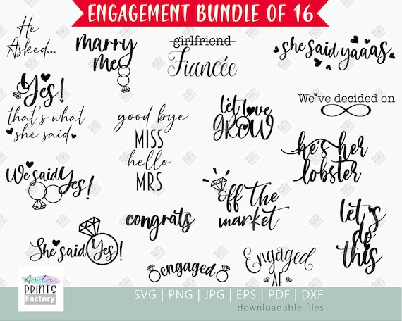 Engagement Sayings Bundle of 16 We Said Yes Svg She Said Yes - Etsy