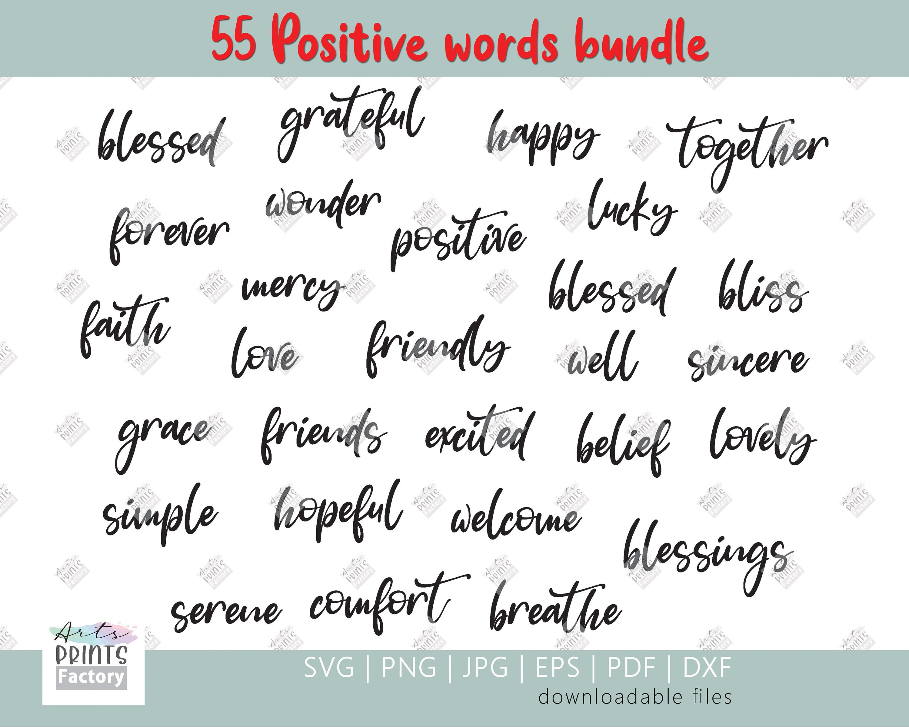 55 Positieve woorden bundel in verschillende lettertype | Etsy Nederland