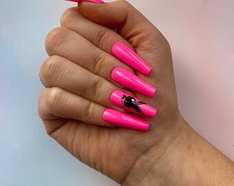 Hot Pink Nails Etsy Hot Pink Nails Etsy