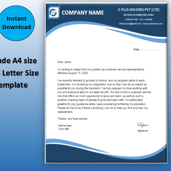 Letterhead Template, Corporate Letterhead, Business Letterhead, Printable Editable A4 Size US Letter Size MS Word Template, Instant Download