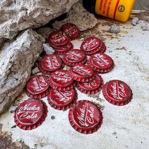 Handmade Fallout Weathered Bottle Caps, Nuke Cola Caps, Fallout Props, Gift for Fans