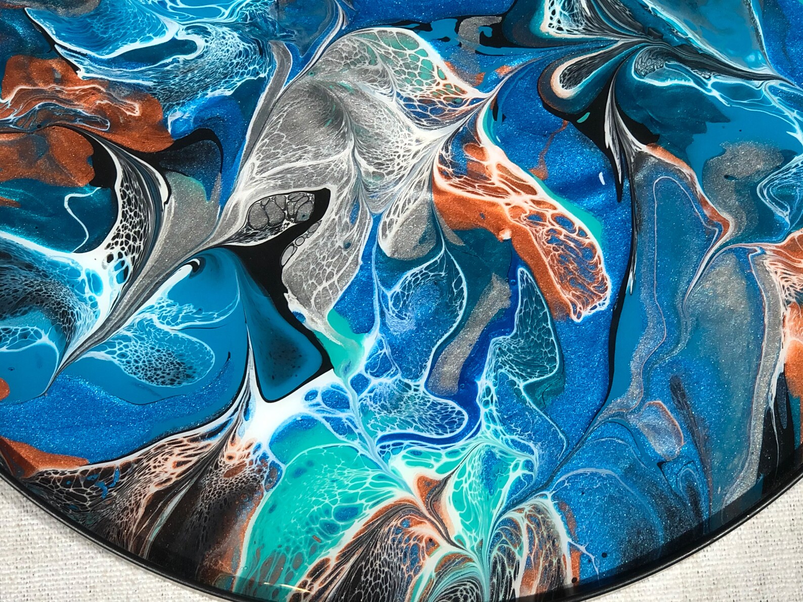 Original Acrylic Dutch pour painting Metal & Wood Serving Etsy.de