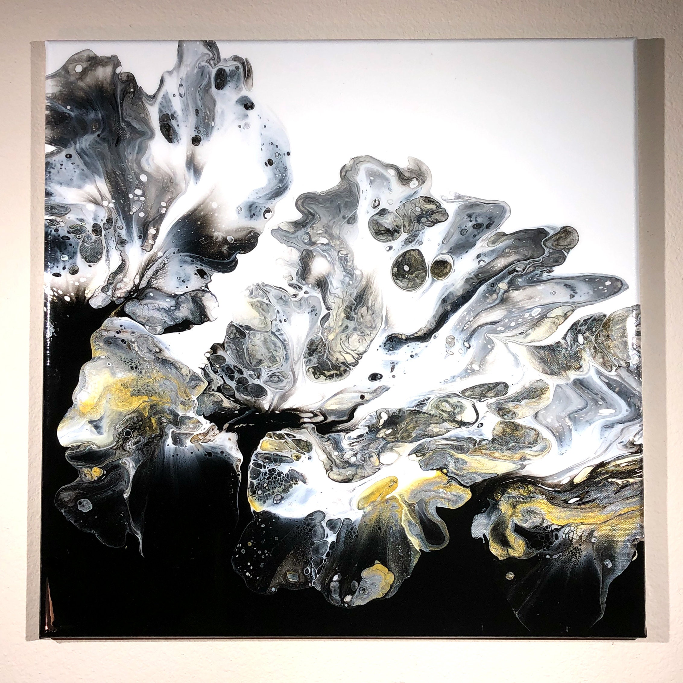 Wall Art Painting on Canvas Acrylic Abstract Metallic Dutch Pour Art ...