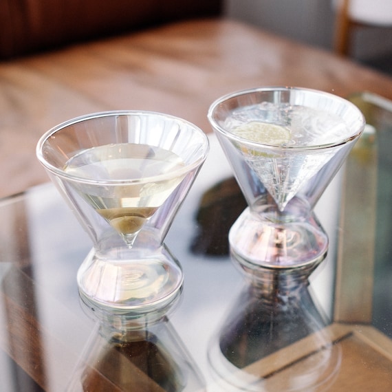 Martini Glasses, Stemless Iridescent Insulated Double Wall