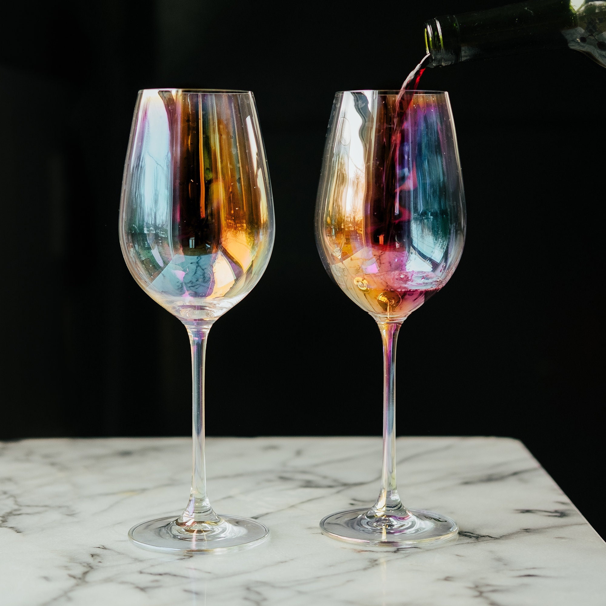 Wine Glasses Iridescent Crystal Glasses for Red and White Etsy
