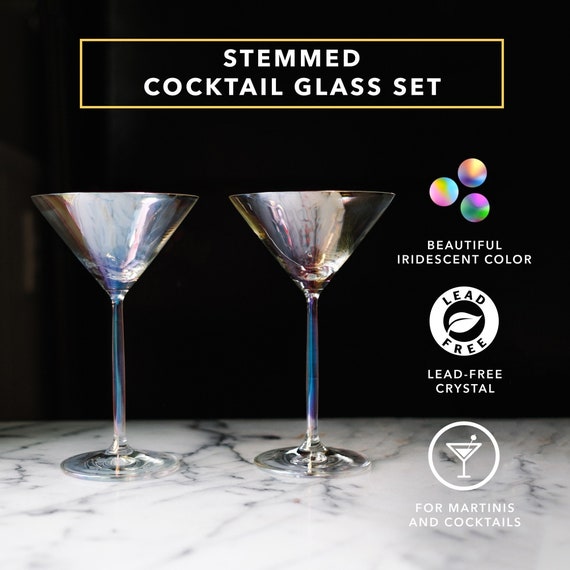 Martini Glasses, Iridescent Crystal Cocktail Glasses, Premium