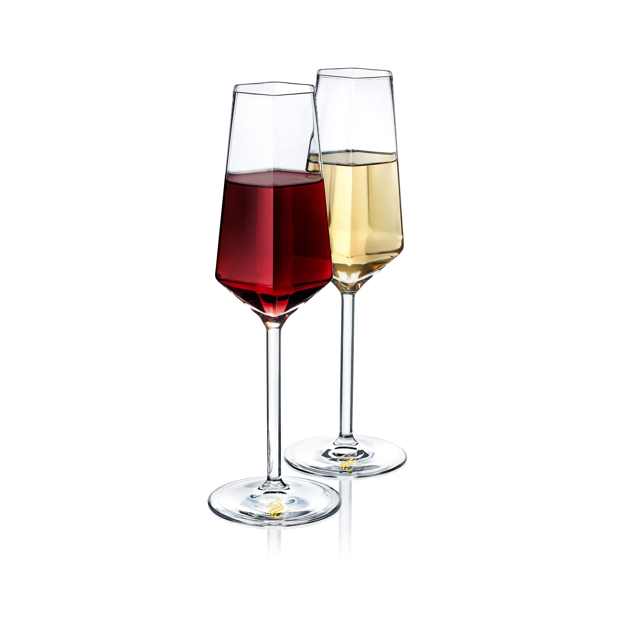 Champagne Luxury Barware for Red and White Wine Set of 2 Dragon Glassware Diamond Wine Glasses 8-Ounce Premium Packaging for Gifting Cocktails