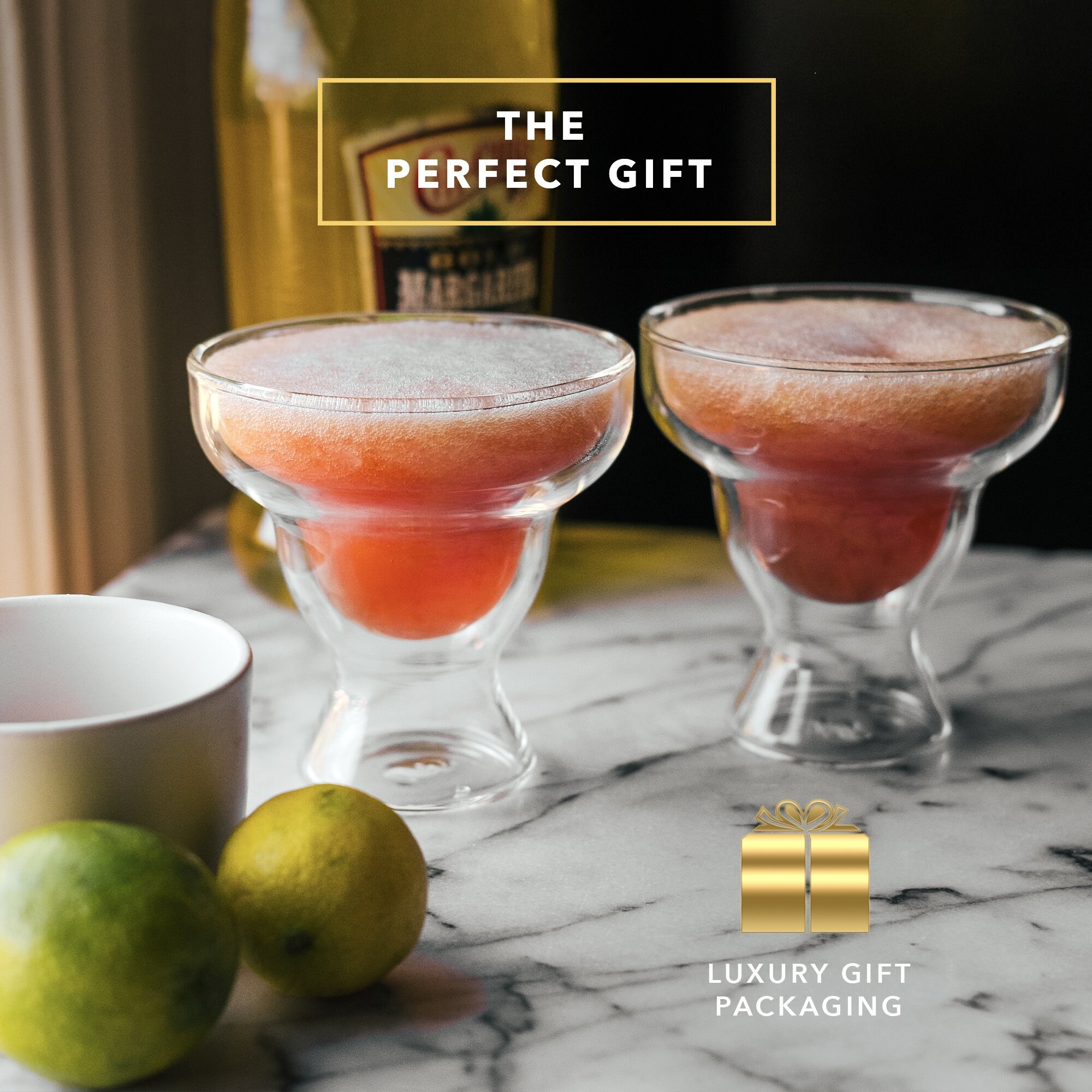 Double Wall Stemless Margarita Glasses Unique Shaped Etsy