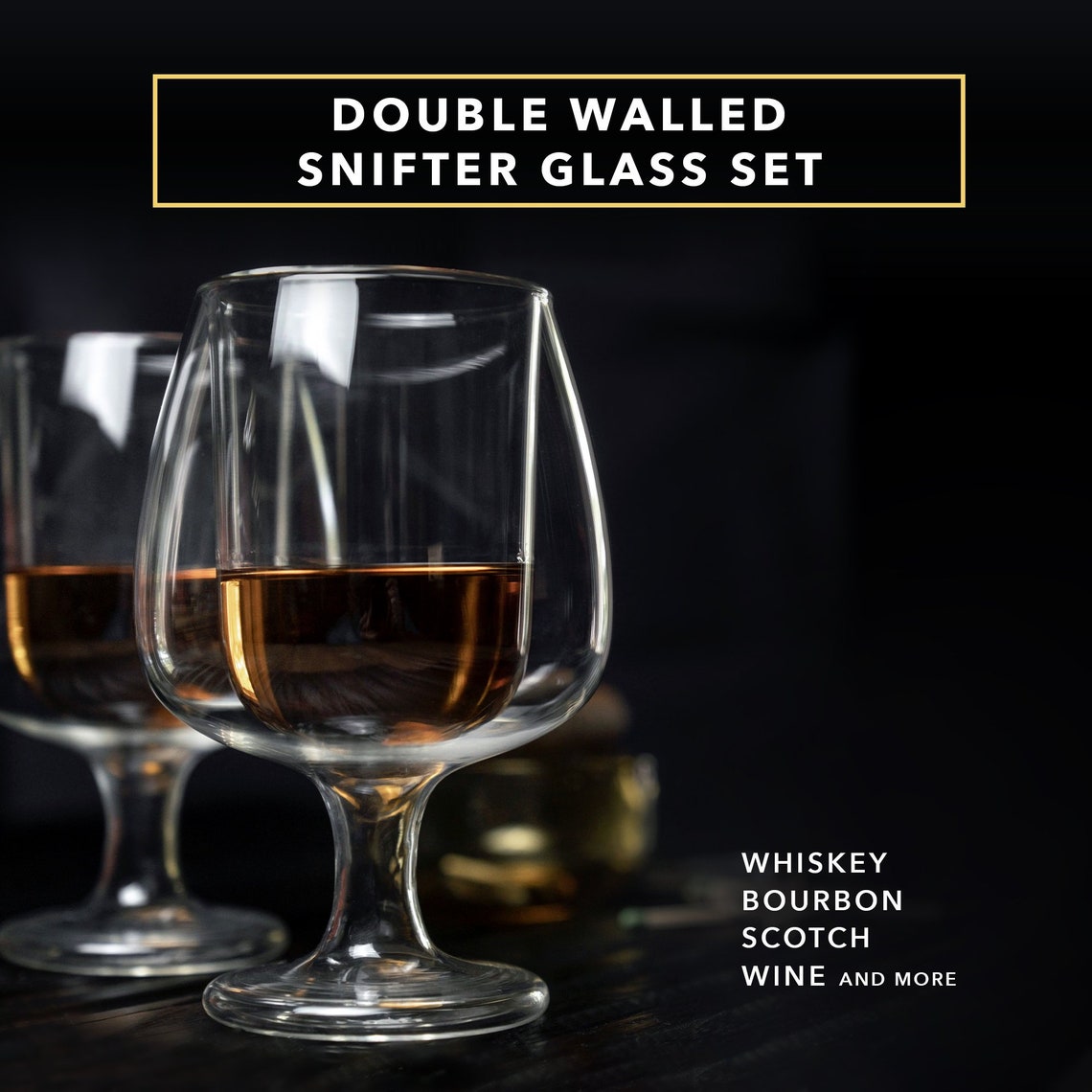Whiskey Glasses Insulating Double Walled Brandy Snifters Etsy