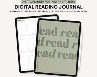 Digital Reading Journal, Digital Reading Planner, Reading Tracker, Reading Log, Book Review, Digital Bookshelf