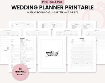 Printable Wedding Planner, Wedding Planning, Wedding Budget Planner, Wedding Planner Checklist, Wedding Event Planner, Wedding Organization