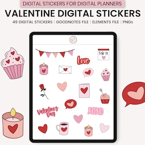 Digital Valentine&#39;s Day Stickers, Digital Planner Stickers Widgets, GoodNotes Digital Stickers, Digital Planner Stickers, GoodNotes Elements