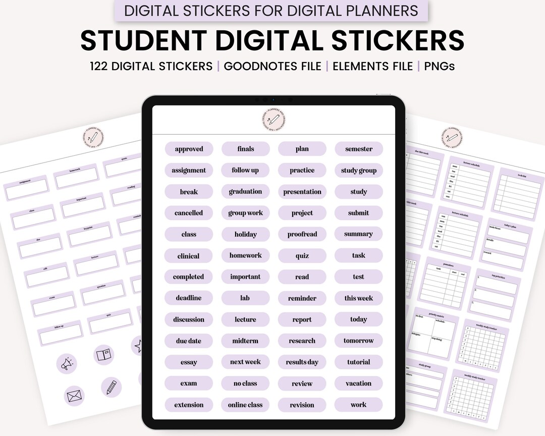 Digital Student Stickers, Digital Academic Stickers, College Digital ...