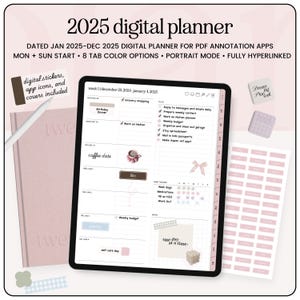 2025 Dated Digital Planner, Daily Digital Planner, Weekly Digital Planner, Dated Digital Planner, GoodNotes Digital Planner, iPad Planner