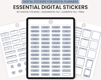 Digital Essential Stickers, Minimalist Everyday Digital Stickers, GoodNotes Digital Stickers, Digital Planner Stickers