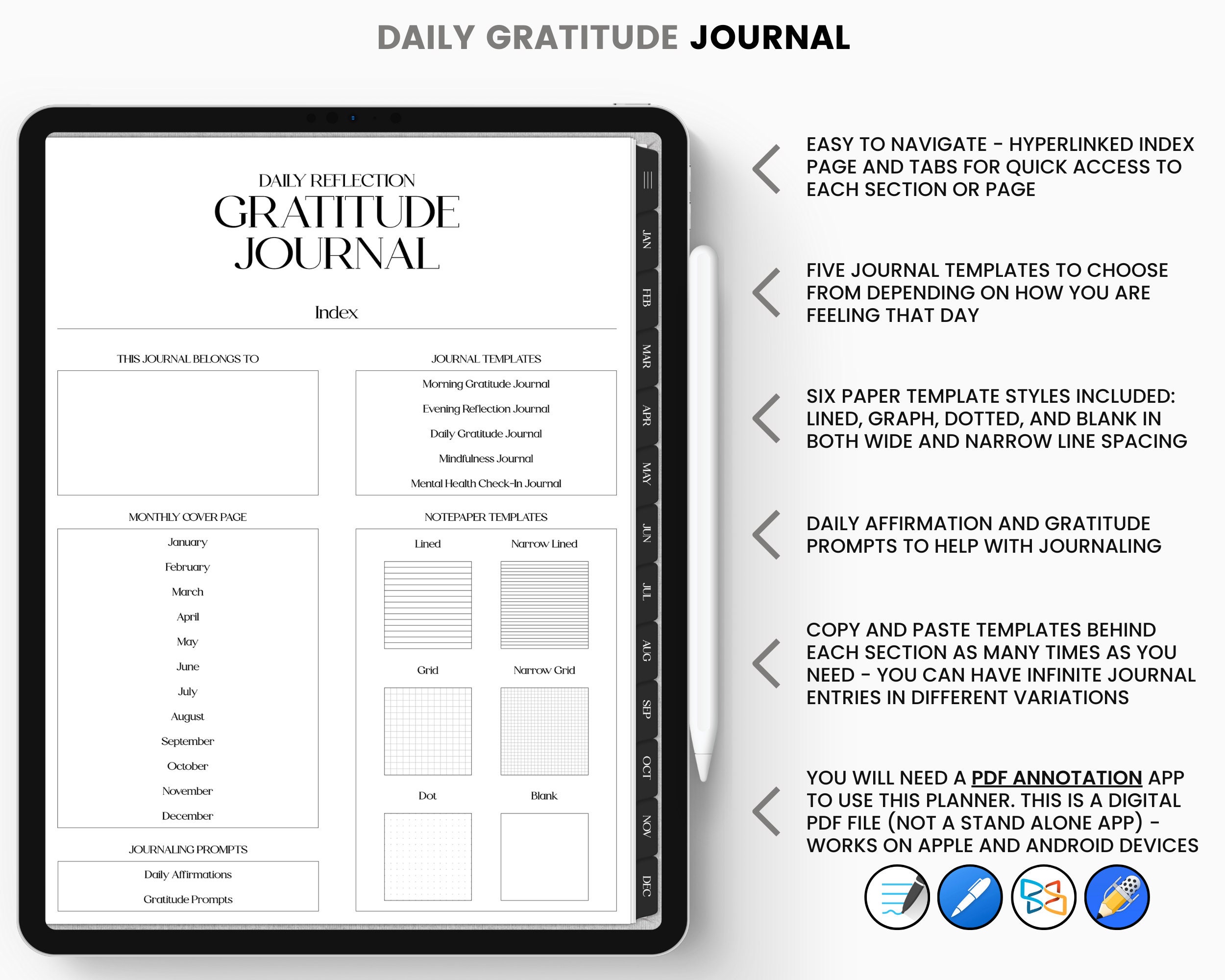Digital Gratitude Journal Digital 5 Minute Journal Digital Etsy