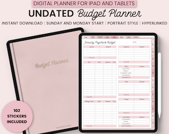 Digitale budgetplanner, digitale financiële planner, digitale planner, tweewekelijkse begroting, maandbudget, GoodNotes digitale planner, iPad planner