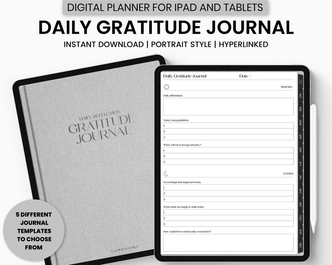 Digital Gratitude Journal Digital 5 Minute Journal Digital Etsy