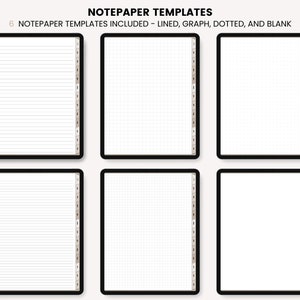 Puede incluir: Seis plantillas de papel para notas imprimibles en descarga digital. Las plantillas incluyen opciones de l&iacute;neas, cuadr&iacute;cula, puntos y en blanco. Cada plantilla tiene un margen lateral con pesta&ntilde;as numeradas.