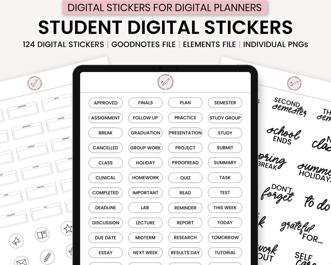 Digital Student Stickers Digital Academic Stickers College Etsy