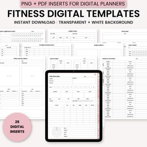 Fitness Digital Planner Template, Health Digital Planner Template, Digital Planner Widget, Digital Planner Inserts, Digital Planner Stickers