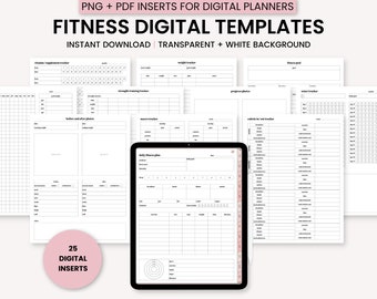 Modello di pianificazione digitale fitness, modello di pianificazione digitale sanitaria, widget di pianificazione digitale, inserti di pianificazione digitale, adesivi di pianificazione digitale