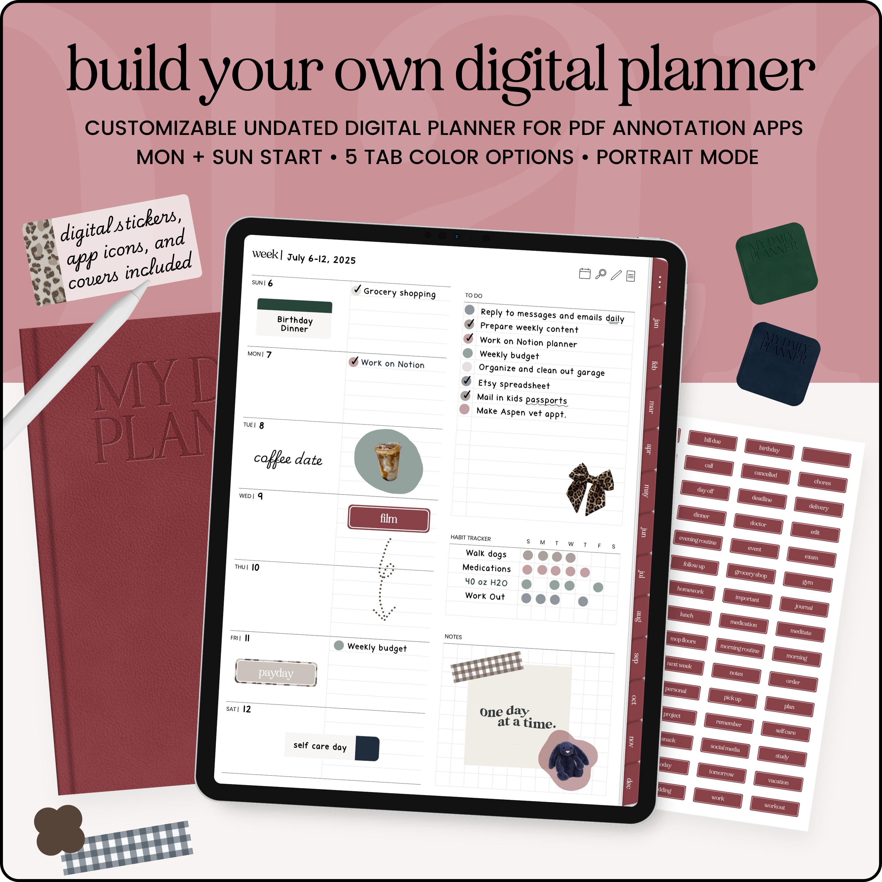 Undated Digital Planner, Minimalist Planner, Goodnotes Digital Planner ...