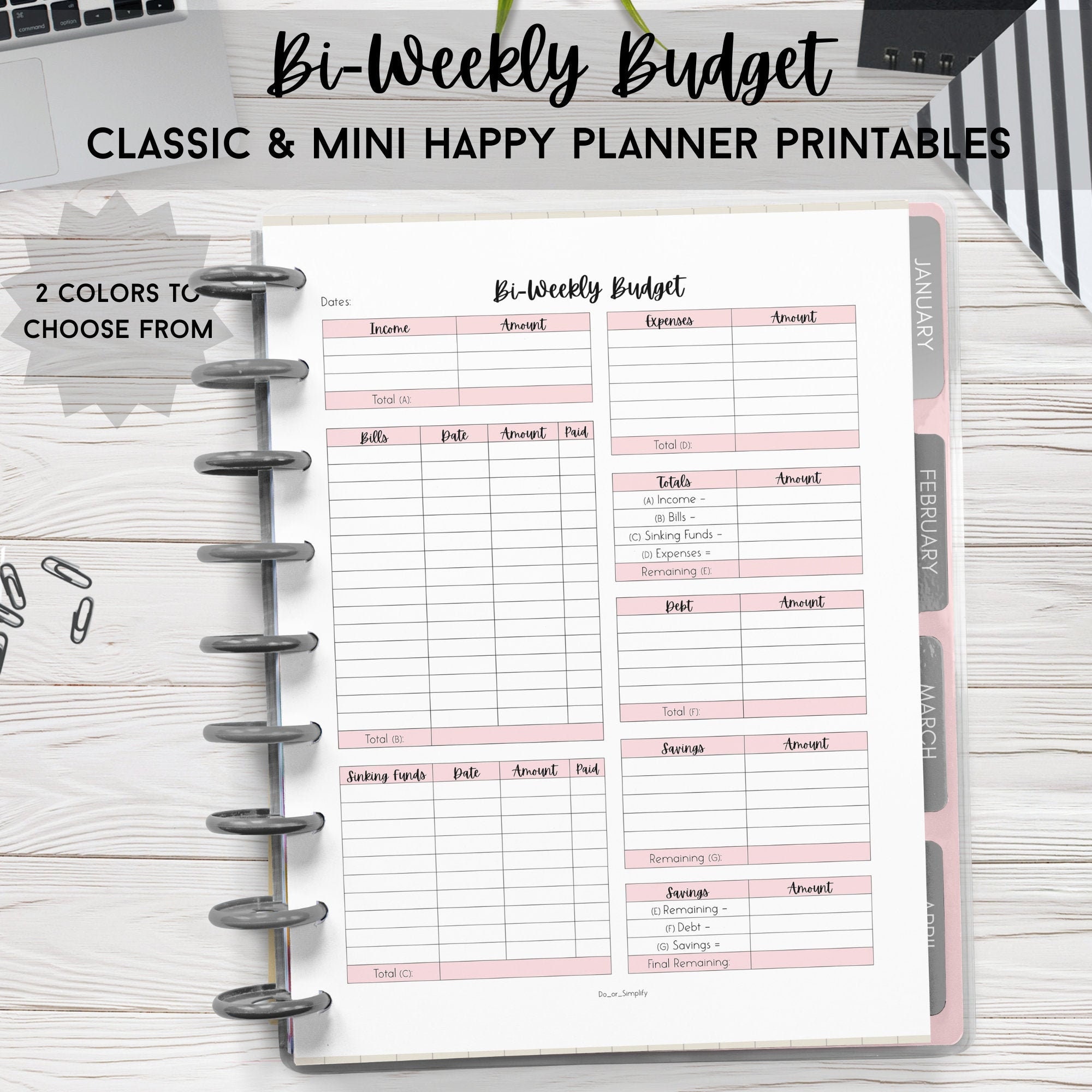 Classic Happy Planner BiWeekly Budget Classic Happy Planner Etsy
